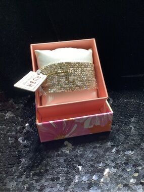 14PC Collection Gold Crystal Multi-Row Bracelet